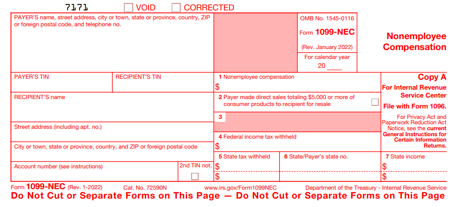 2022 Form 1099 for North Carolina